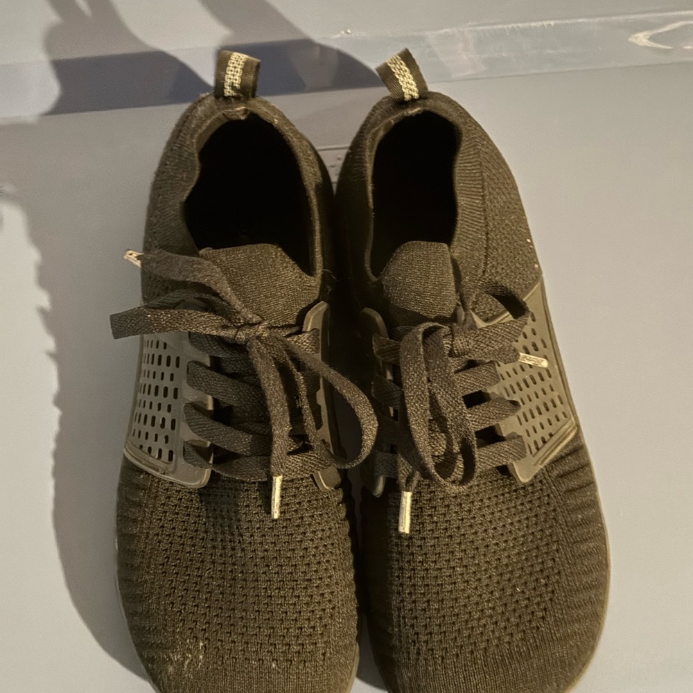 Women's Black Knit Lace-Up Sneakers